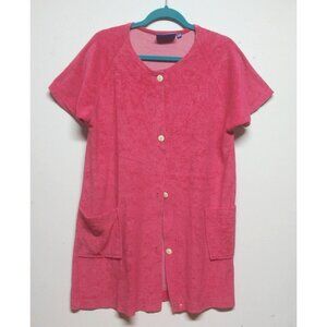 YACHT CLUB robe short SP pink short sleeve pockets Turkish/microfiber buttons
